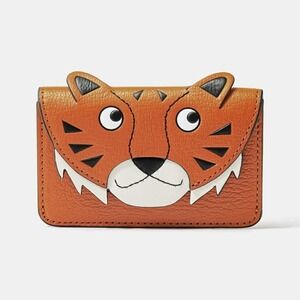 Anya Hindmarch Tiger Leather Cardholder Case Wallet Coin Purse Snap Closure